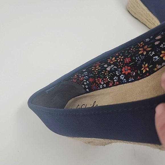 Life Stride Karma Espadrille Wedges Canvas Shoes Slip On Blue Size 10.5/11 - Picture 10 of 14